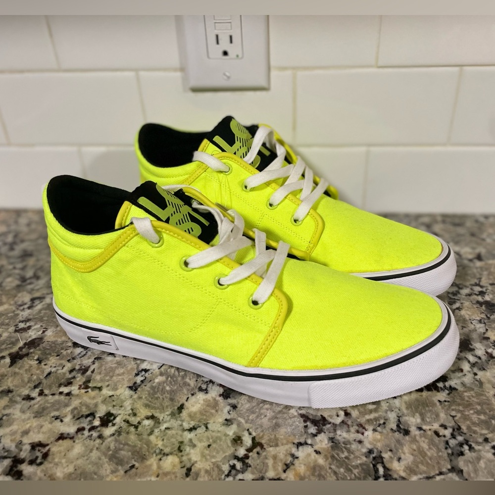 LACOSTE Neon Vaultstar Chukka Canvas Hi Top Sneakers 11 NEW